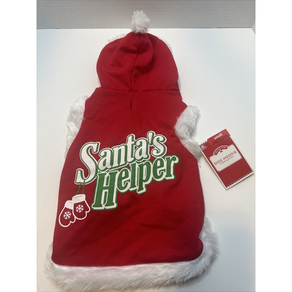 Simply Dog-Christmas Hoodie with Fur Trim, Santa's Helper Size Small NWT‎